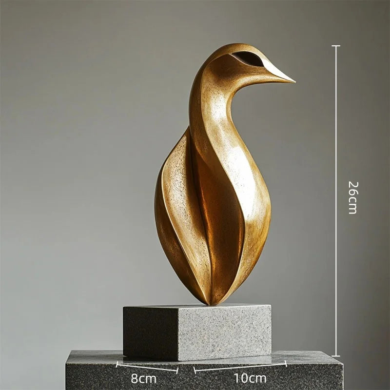 DecorBites™ Golden Geometric Animal Sculpture Decor Figurine Ornament Abstract Resin Handicraft