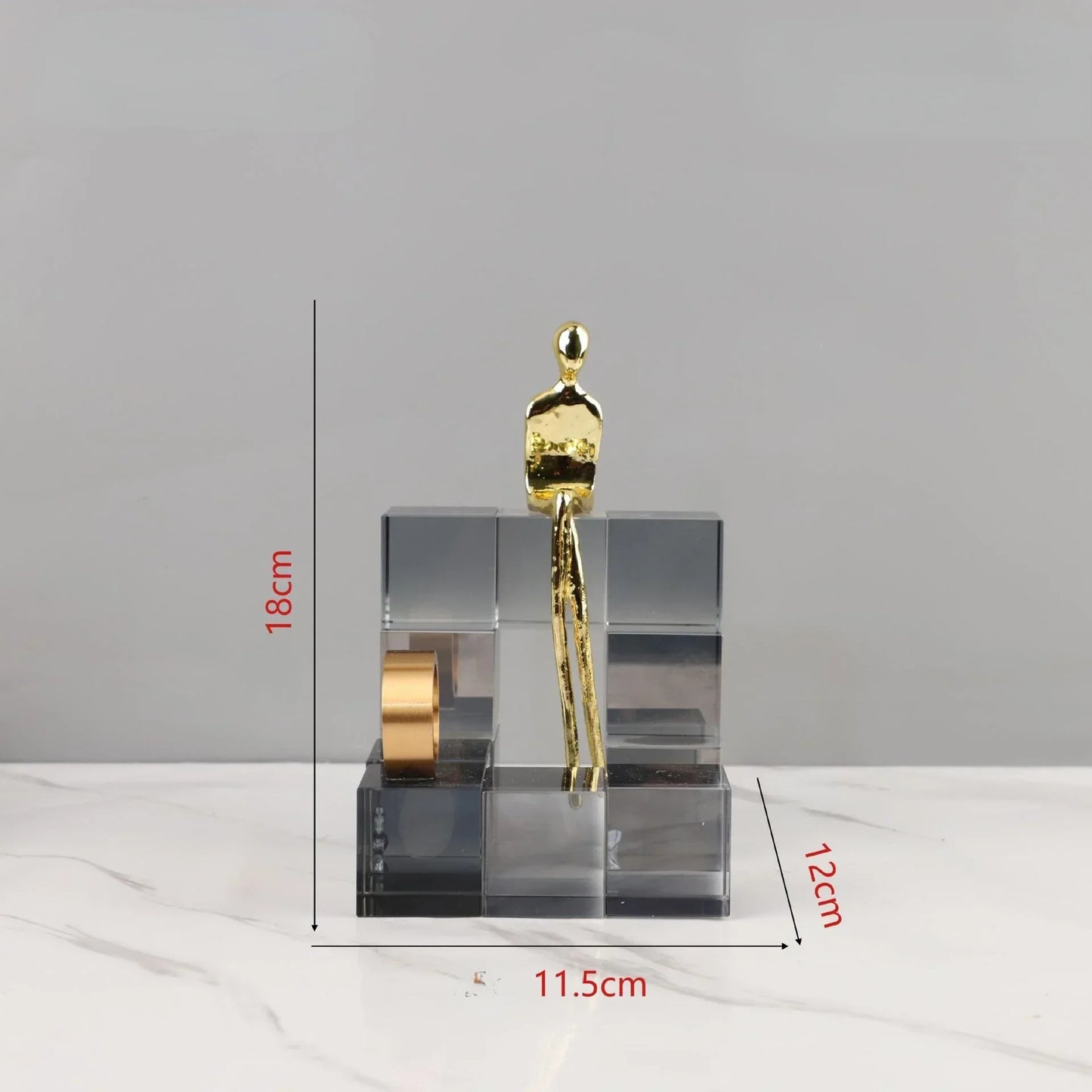 DecorBites™ Geometric Stair Crystal Ornament Metal Gold Sculpture
