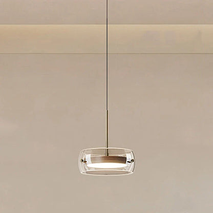 Modern Glass Ring Pendant Light in Iron