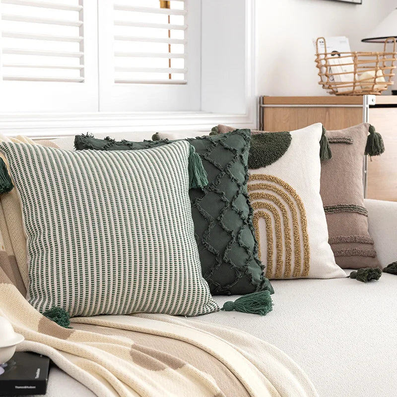 Green Geometric Cushion Cover