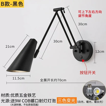 DecorBites™ Adjustable Swing Arm LED Wall Lamp Touch Sensor Sconce Lights