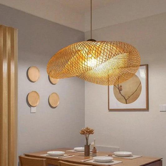 Handwoven Bamboo Pendant Light Vintage Woven Shade