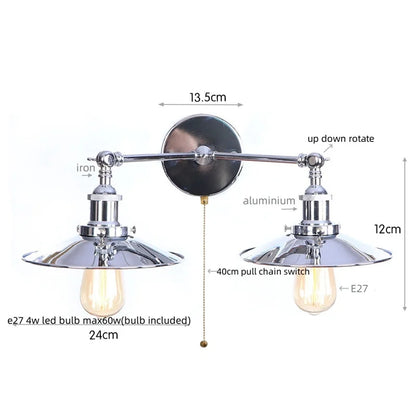 DecorBites™ Dual Head LED Wall Light Pink Industrial Bedside Lamp