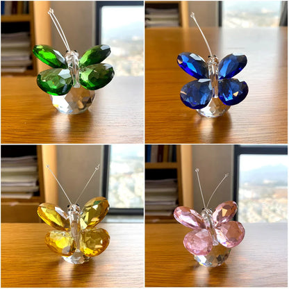 DecorBites™ Crystal Butterfly Figurine Glass Paperweight Sculpture Christmas Decor Gift