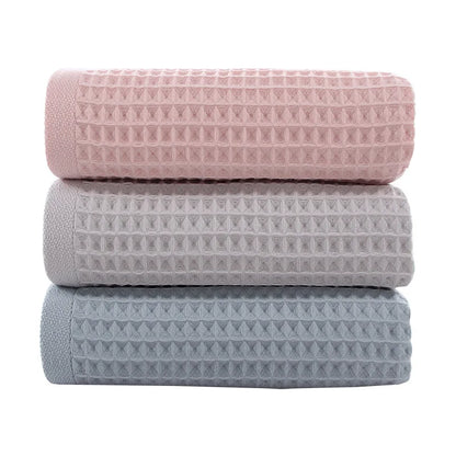 DecorBites™ Cotton Waffle Towel Bath Set for Adults & Children - 70*140cm & 34*74cm