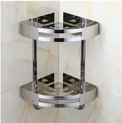 DecorBites™ Gold Stainless Steel Bathroom Corner Shelf – Rose Gold Shower Caddy