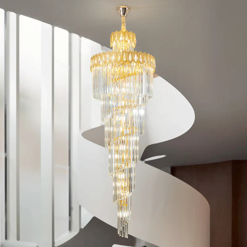 DecorBites™ Crystal Stair Long Chandelier - Simple Modern Design for Duplex Villa Living Room