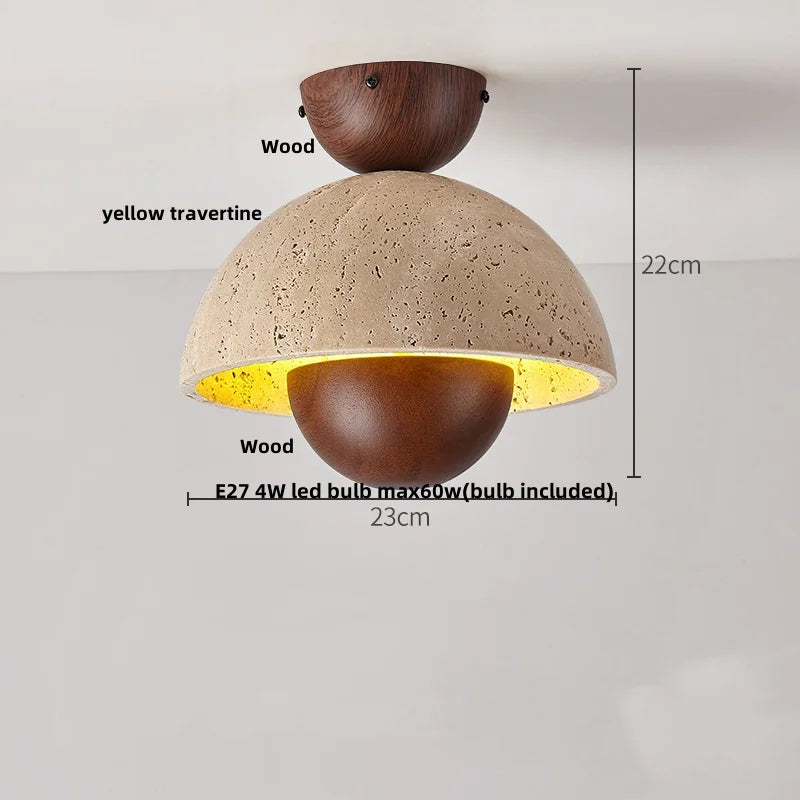 DecorBites™ LED Wood Ceiling Light: Natural Yellow Travertine, Modern Nordic Design
