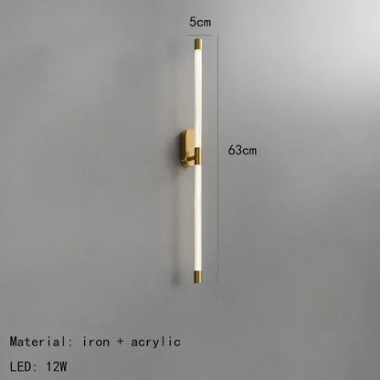 DecorBites™ Acrylic Line LED Wall Lights Dimming Gold Black Metal for Living Room Bedroom