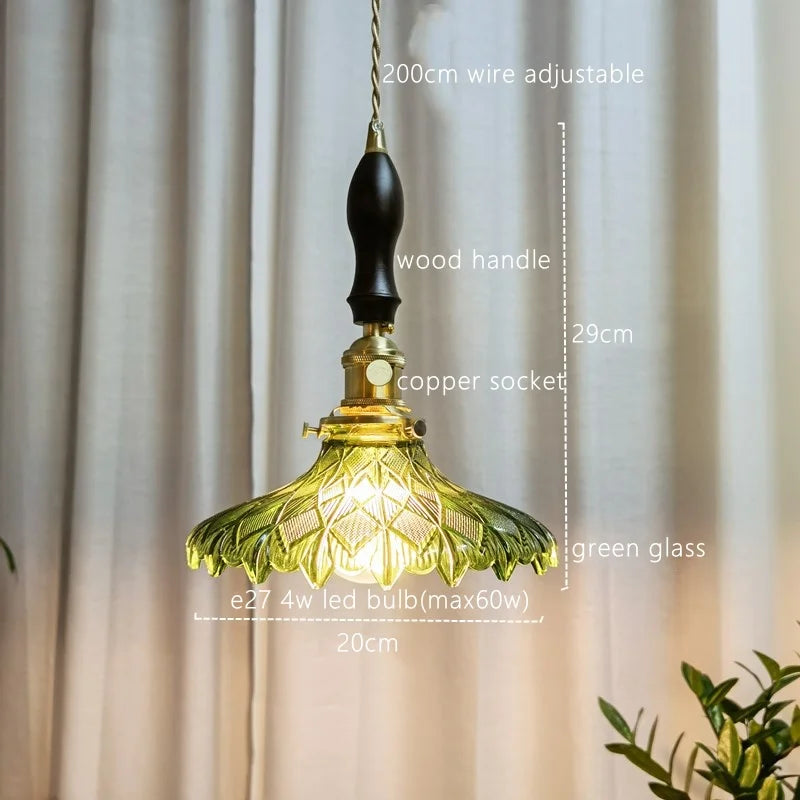 Green Glass Pendant Light Japanese Design Dining