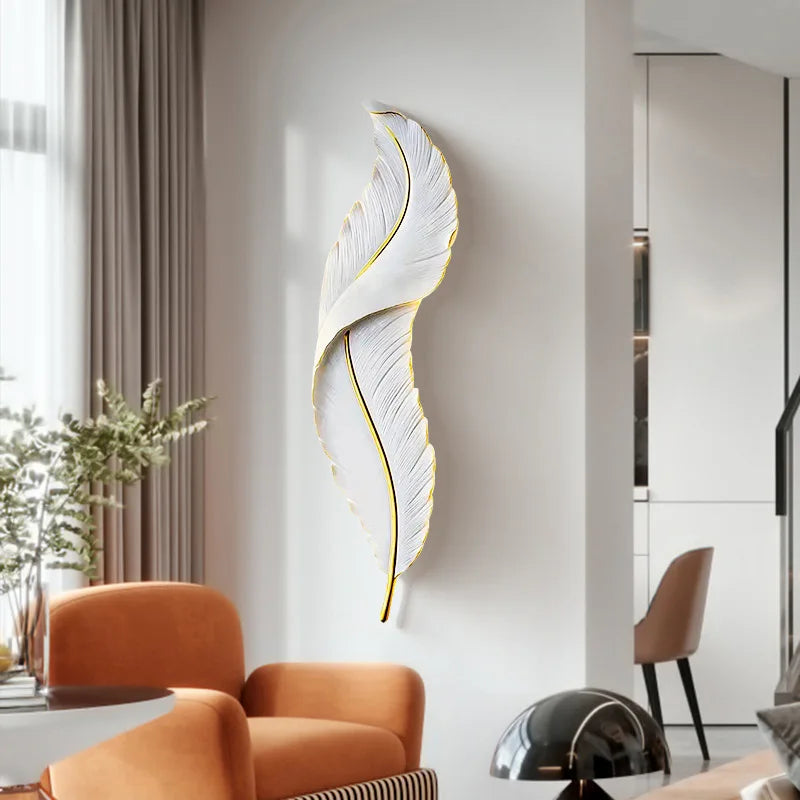 DecorBites™ LED Feather Wall Sconces for Living Room Bedroom Hotel Hall Decor