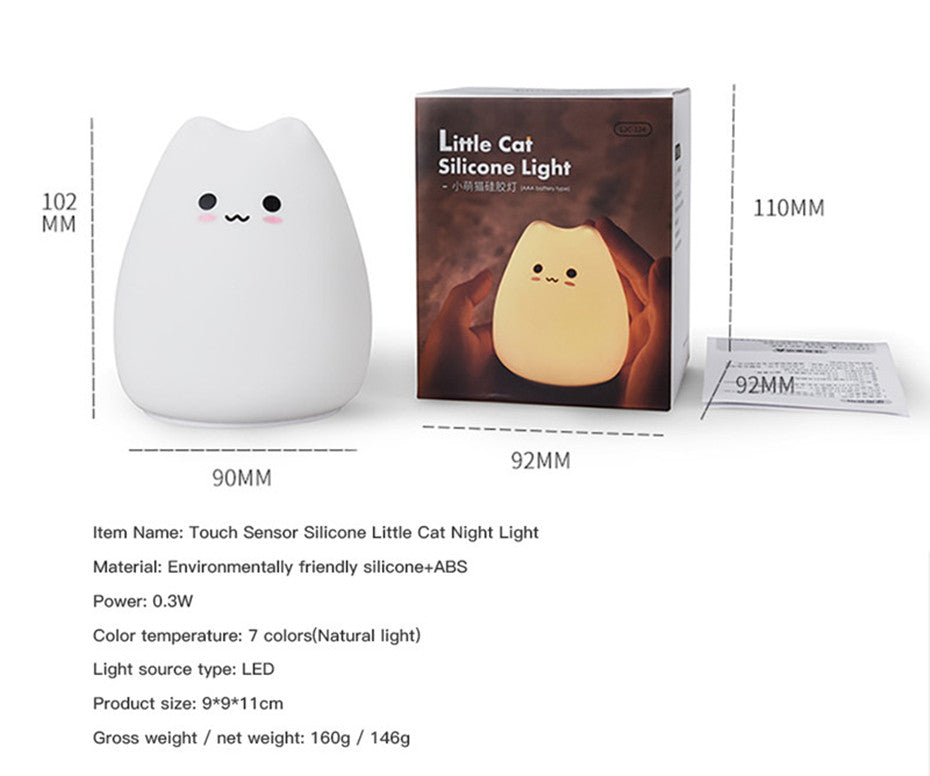 Mini Beliebte Katze Baby Nacht Lampe 7-farbe Pat Touch Farbwechsel Augenschutz Schlafzimmer Nacht Nacht Licht Geschenk Kinder 