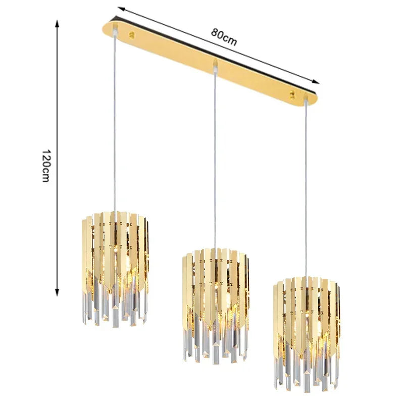 Gold Crystal LED Chandelier K9 3-Head Dia20cm
