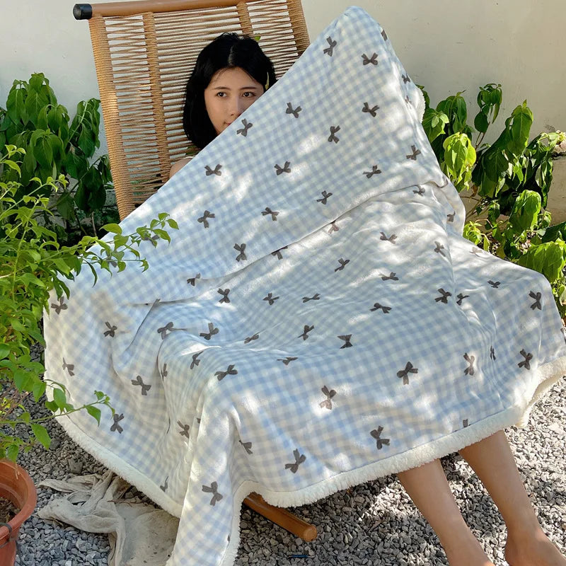 Coral Velvet Cartoon Blanket
