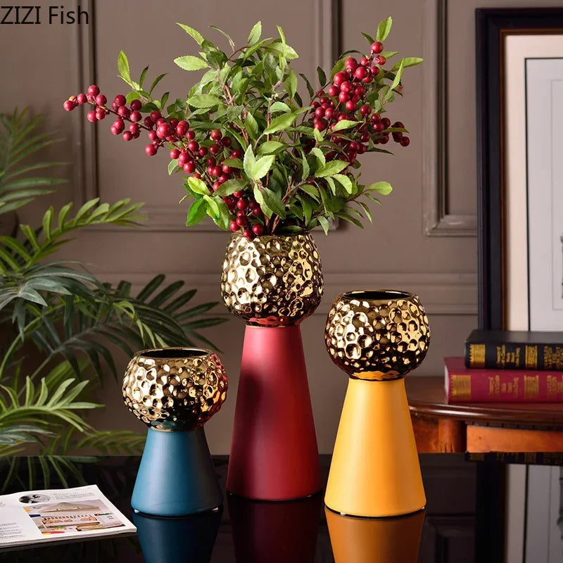 Gold Hammer Ceramic Vase