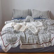Seersucker Lace Bedding Set