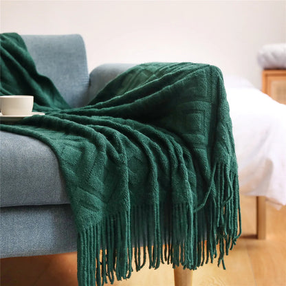 DecorBites™ Knitted Nordic Sofa Blanket - Soft Wool Blend Bed End Towel for Hotel Bedroom Decor