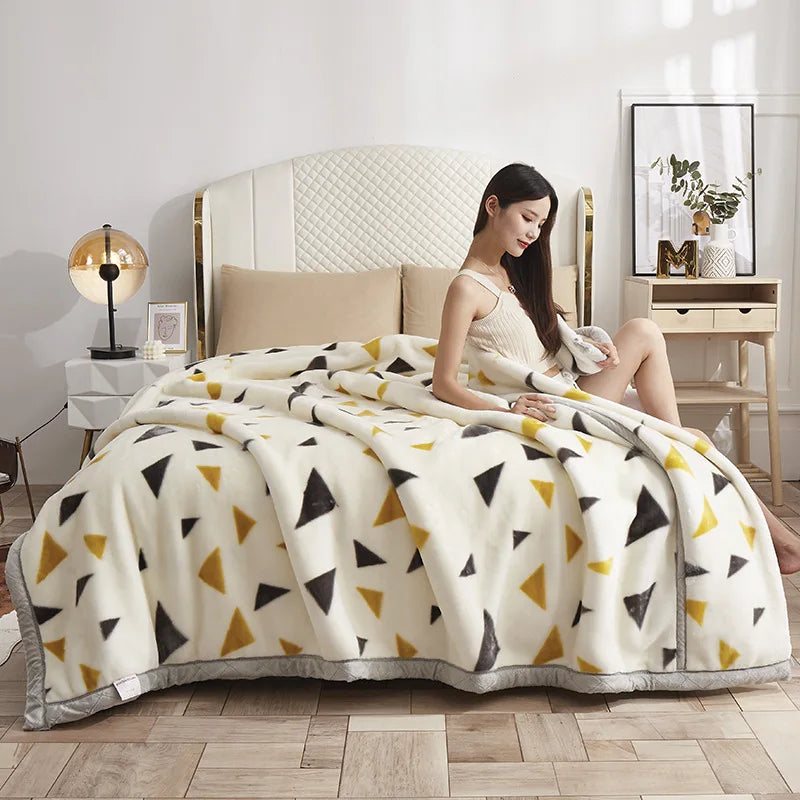 DecorBites™ Double Layer Raschel Blankets: Soft Faux Fur Mink Throw for Beds