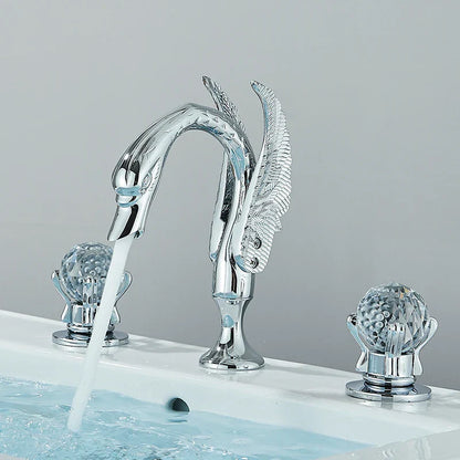 DecorBites™ Gold Swan Crystal Handle Bathroom Faucet - Deck Mounted Basin Mixer Tap
