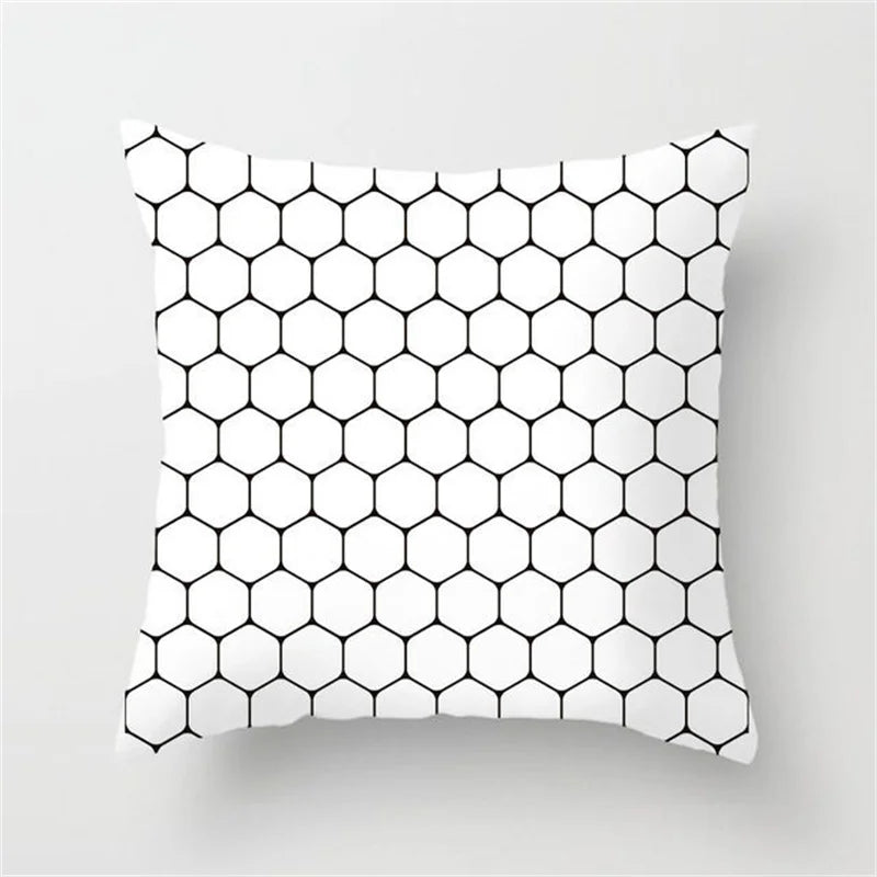 DecorBites™ Heart Stripe Pillow Cases | Black & White Polyester Cushion Covers