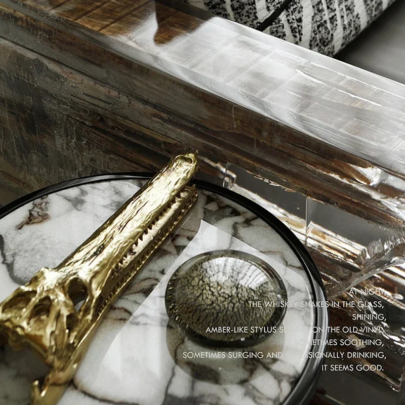 Golden Crocodile Skull Sculpture