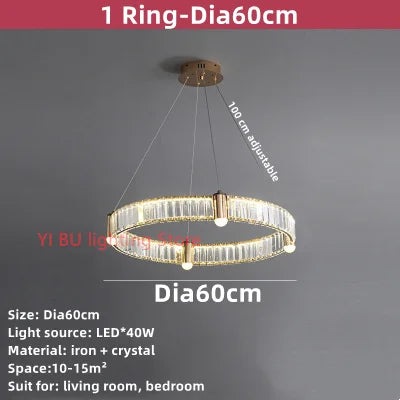 DecorBites™ Crystal Ceiling Chandelier LED Indoor Lighting for Living Room Bedroom Study
