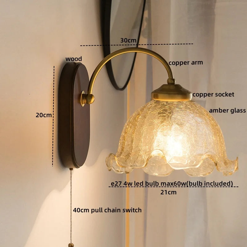 DecorBites™ Glass Copper LED Wall Lights - Nordic Modern Bedroom Bathroom Living Room Lamp