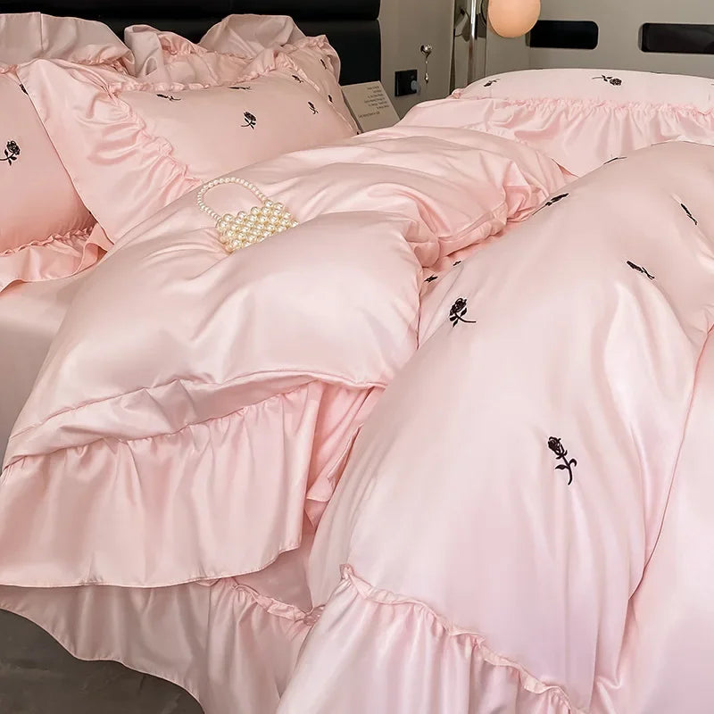 DecorBites™ Lace Embroidered Cooling Comforter Cover Set - Silky Cozy Bedding Sets