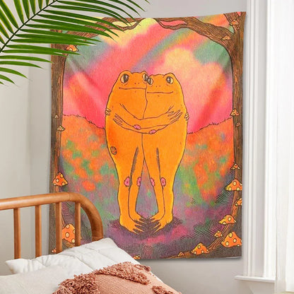 DecorBites™ Cottagecore Frog Mandala Tapestry for Girls' Room and Dorm Decor