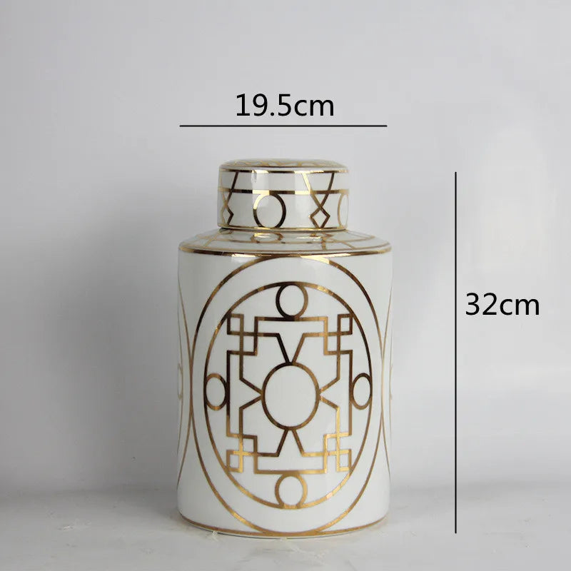 Gold Ceramic Cylinder Vase