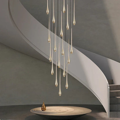 DecorBites™ Gold LED Chandelier for Duplex Villa Living Room and Staircase