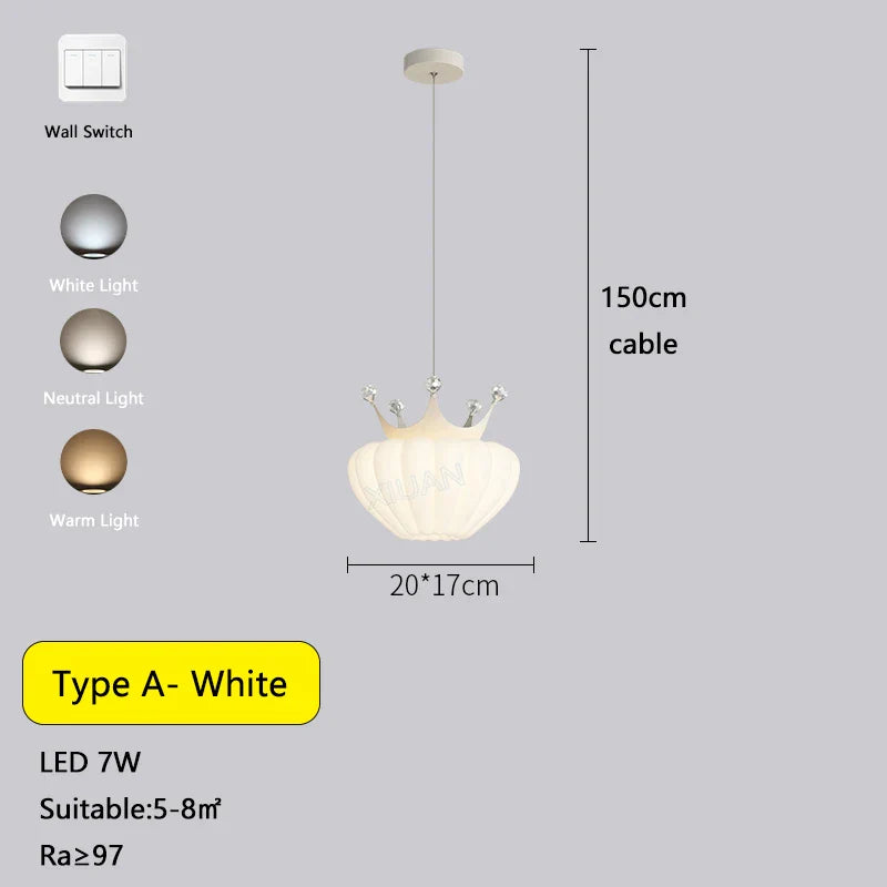 DecorBites™ Gold Crown Pendant Light: Luxe Cloud Hanging Lamp for Children's Bedroom and Living Room