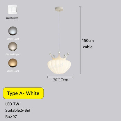 DecorBites™ Gold Crown Pendant Light: Luxe Cloud Hanging Lamp for Children's Bedroom and Living Room