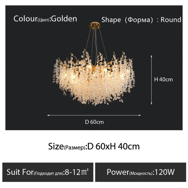 DecorBites™ Crystal LED Chandelier: Elegant Nordic Branch Design for Living Room, Hotel, Dining Area