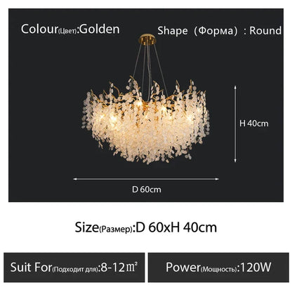 DecorBites™ Crystal LED Chandelier: Elegant Nordic Branch Design for Living Room, Hotel, Dining Area