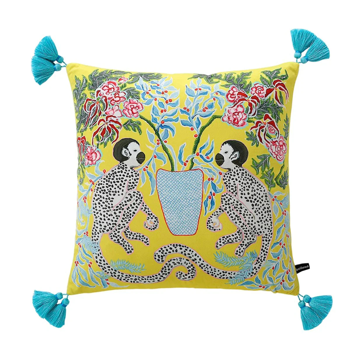 DecorBites™ Luxe Cheetah Halo Pillowcase: Decorative Tassel Cushion Cover GG Style