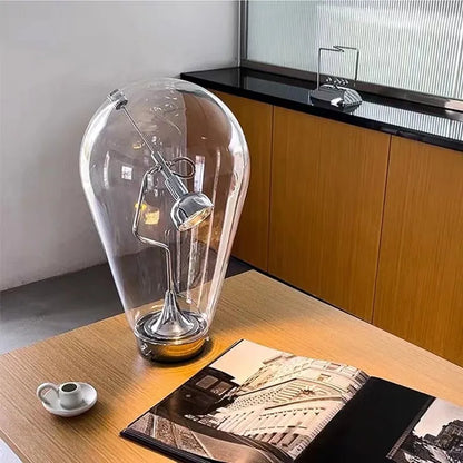 DecorBites™ Lodes Blow Glass Table Light: Adjustable Modern Chrome Lamp for Home, Store, and Bar