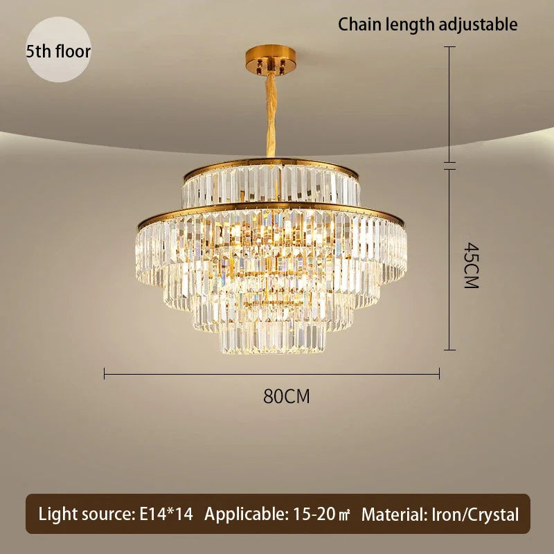 Golden Crystal Pendant Chandelier