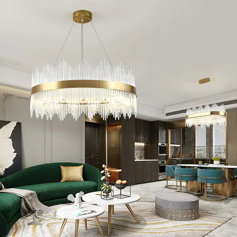 Gold Dimmable Crystal Chandelier