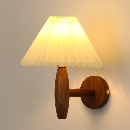 DecorBites™ Cream PVC LED Wall Lamps Japanese Walnut Wood Applique Murale