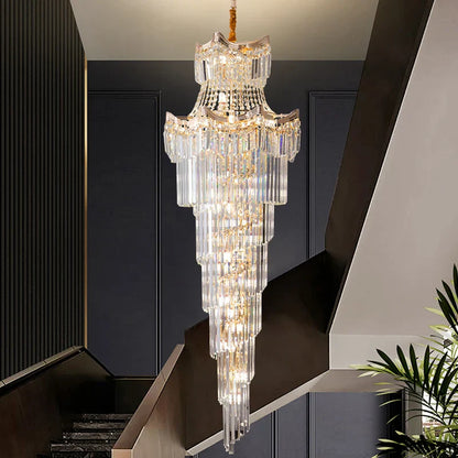 DecorBites™ Crystal Stair Chandelier: Modern Duplex Villa Light Luxury for Elegant Living Rooms