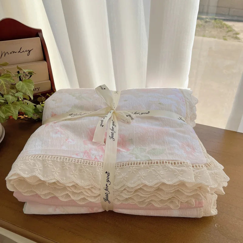 DecorBites™ Lace Romantic Comforter Set - Full Twin Double Size Bed Linens