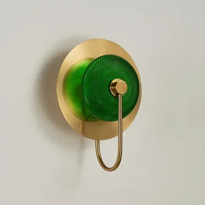 Gold Nordic Wall Sconce Green Glass Single Shade
