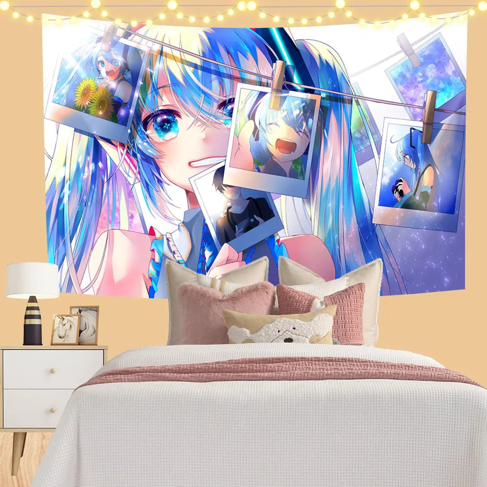 Polyester Anime Girl Tapestry