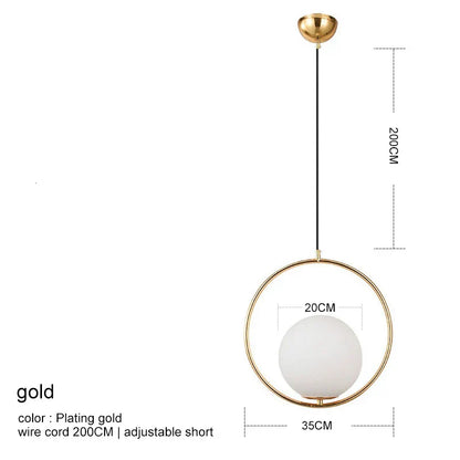 DecorBites™ Glass Ball Pendant Lamp: Elegant Dining Room Light Fixture, Gold Finish