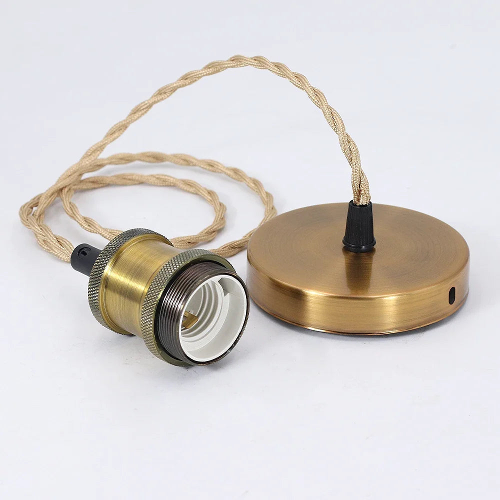 Vintage Aluminum E27 Cord Pendant Light