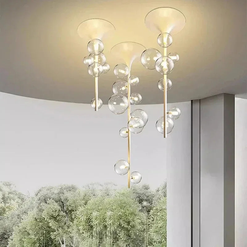Clear Glass Bubble Chandelier 10-Head Design