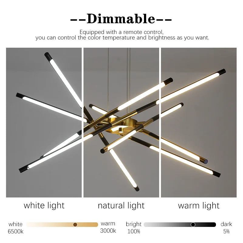 Gold LED Ceiling Chandelier 12-Head Dimmable