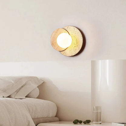 DecorBites™ Cream Style LED Wall Lamp for Bedroom, Soft Light Wood Stone Design