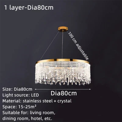 DecorBites™ Crystal Waterfall Chandelier for Foyer Dining Room Hotel Home Decor